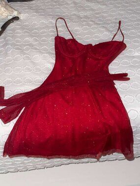 Baby Boo Red Glitter Corset Mini